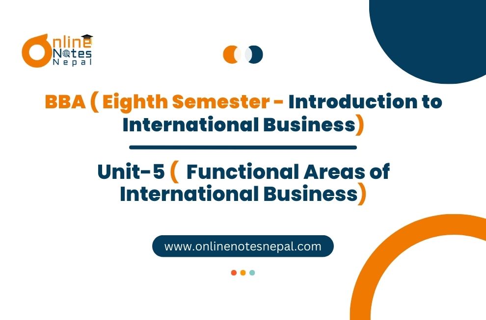 Unit 5: Functional Areas of International Business - Introduction to International Business | Eight Semester